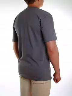 Мягкая серая мужская футболка из хлопка со стильным принтом Альфа 1799 экри распродажа